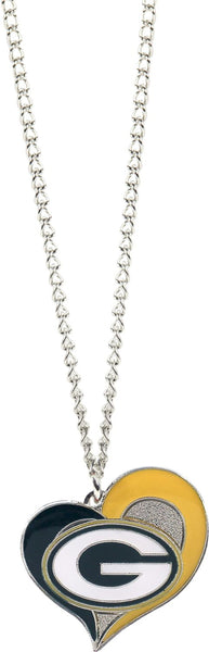 WHOLESALE GREEN BAY PACKERS SWIRL HEART NECKLACE