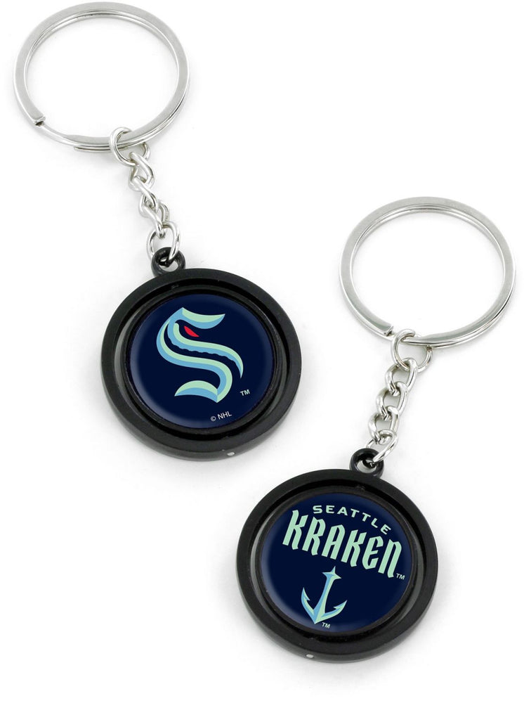 WHOLESALE SEATTLE KRAKEN (BLACK) SPINNING KEYCHAIN