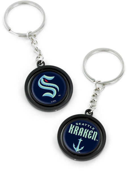 WHOLESALE SEATTLE KRAKEN (BLACK) SPINNING KEYCHAIN