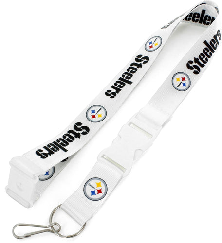 WHOLESALE PITTSBURGH STEELERS (WHITE W/WHT BUCKLE) TEAM LANYARD
