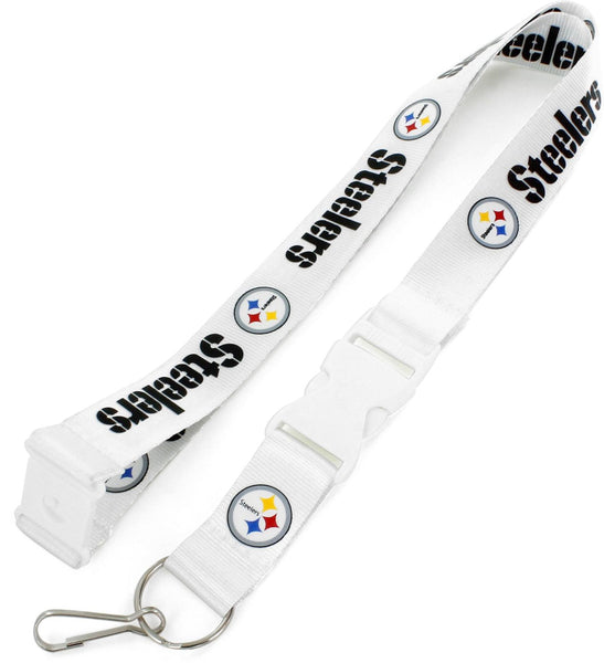 WHOLESALE PITTSBURGH STEELERS (WHITE W/WHT BUCKLE) TEAM LANYARD