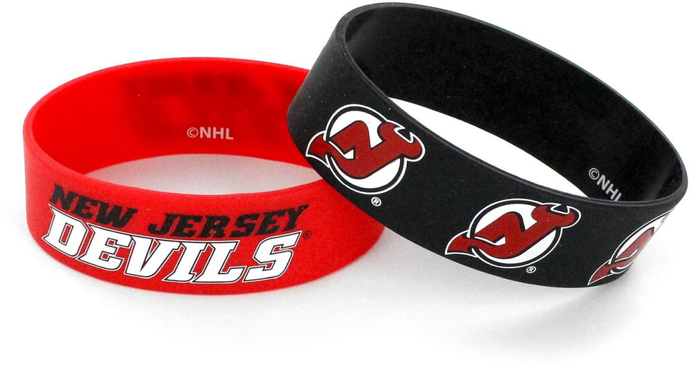 WHOLESALE NEW JERSEY DEVILS WIDE BRACELETS (2 PACK)