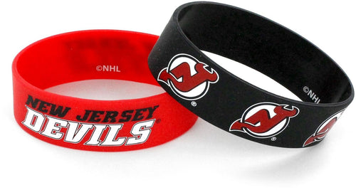 WHOLESALE NEW JERSEY DEVILS WIDE BRACELETS (2 PACK)