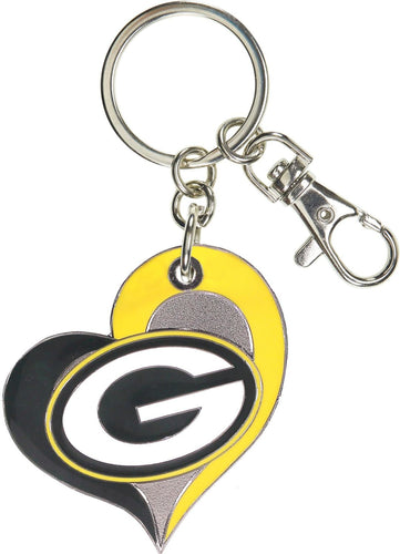 WHOLESALE GREEN BAY PACKERS SWIRL HEART KEYCHAIN