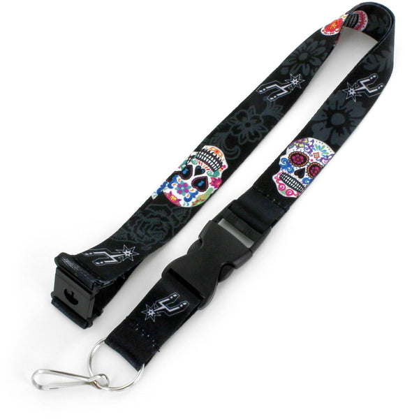 WHOLESALE SAN ANTONIO SPURS (BLACK) SUGAR SKULL LANYARD