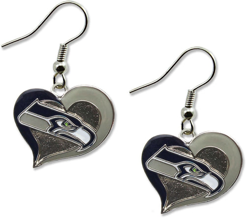 WHOLESALE SEATTLE SEAHAWKS SWIRL HEART EARRINGS