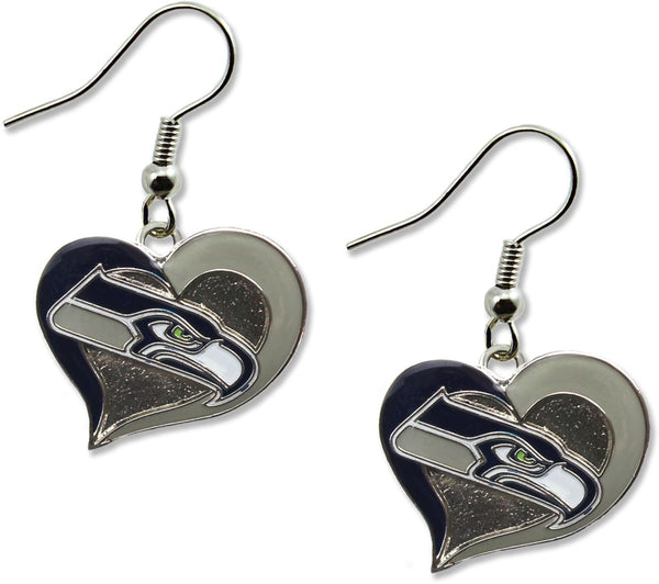 WHOLESALE SEATTLE SEAHAWKS SWIRL HEART EARRINGS