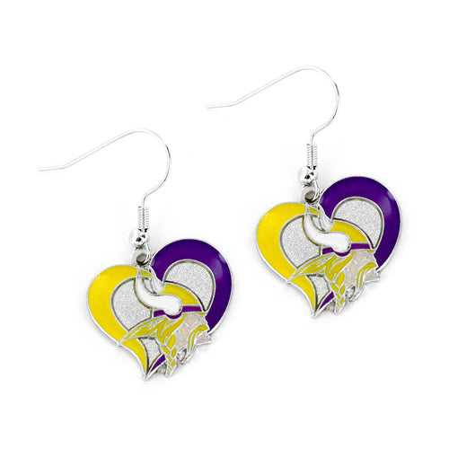 WHOLESALE MINNESOTA VIKINGS SWIRL HEART EARRINGS