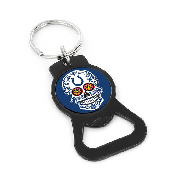 WHOLESALE INDIANAPOLIS COLTS SUGAR SKULL (BLACK) BOTTLE OPENER KEYCHAIN