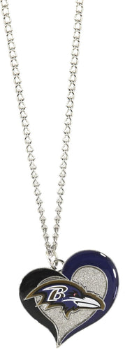 WHOLESALE BALTIMORE RAVENS SWIRL HEART NECKLACE