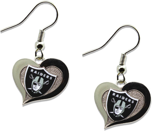 WHOLESALE LAS VEGAS RAIDERS SWIRL HEART EARRINGS