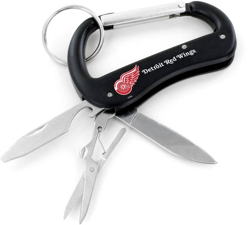 WHOLESALE DETROIT RED WINGS CARABINER MULTI TOOL KEYCHAIN (SP)