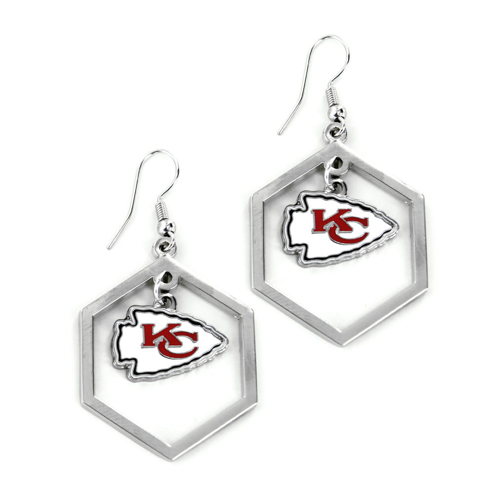WHOLESALE KANSAS CITY CHIEFS HEXAGON CUTOUT EARRING