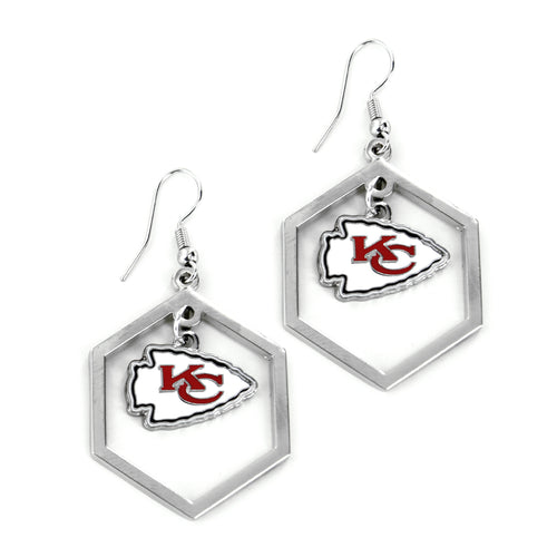 WHOLESALE KANSAS CITY CHIEFS HEXAGON CUTOUT EARRING