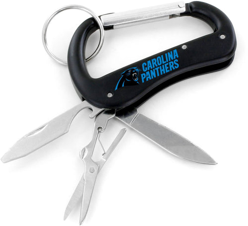 WHOLESALE CAROLINA PANTHERS CARABINER MULTI TOOL KEYCHAIN (SP)