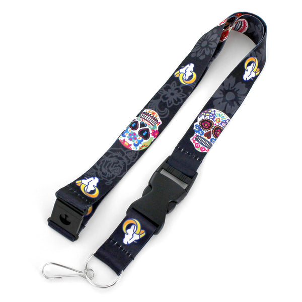 WHOLESALE LOS ANGELES RAMS (BLACK) SUGAR SKULL LANYARD