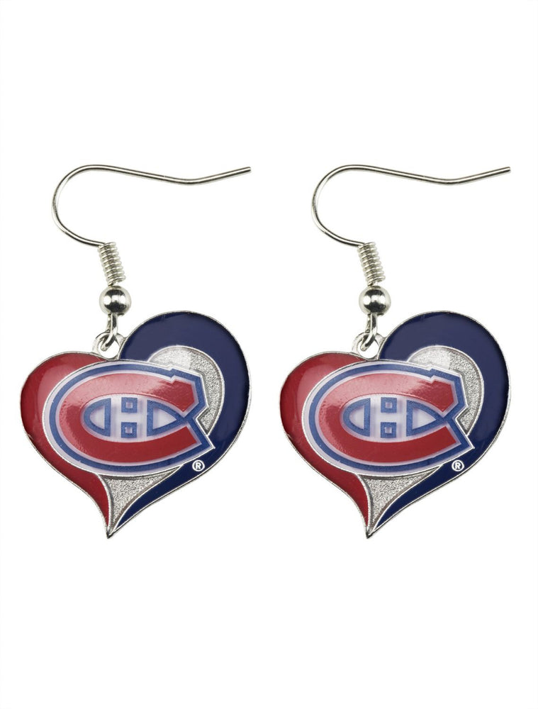 WHOLESALE MONTREAL CANADIENS SWIRL HEART EARRINGS