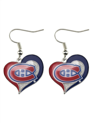 WHOLESALE MONTREAL CANADIENS SWIRL HEART EARRINGS