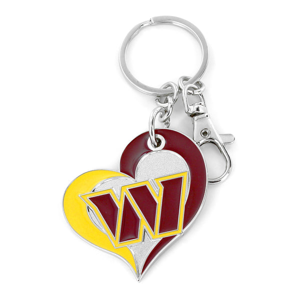 WHOLESALE WASHINGTON COMMANDERS SWIRL HEART KEYCHAIN