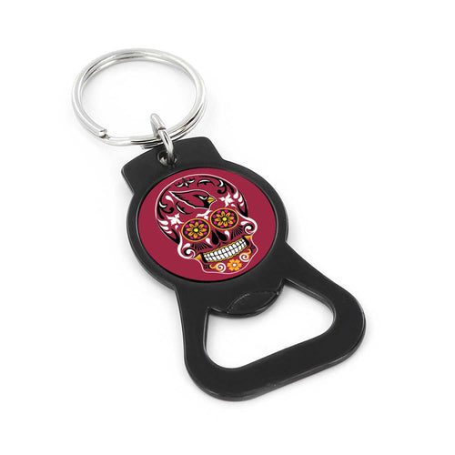 ARIZONA CARDINALS SUGAR SKULL (BLACK) BOTTLE OPENER KEYCHAIN