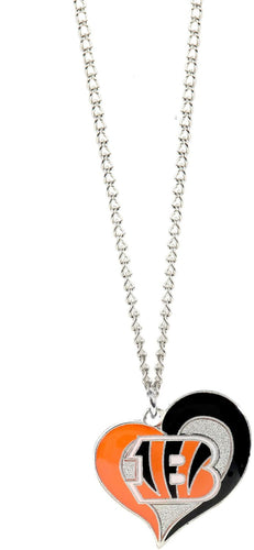 WHOLESALE CINCINNATI BENGALS SWIRL HEART NECKLACE