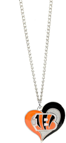 WHOLESALE CINCINNATI BENGALS SWIRL HEART NECKLACE