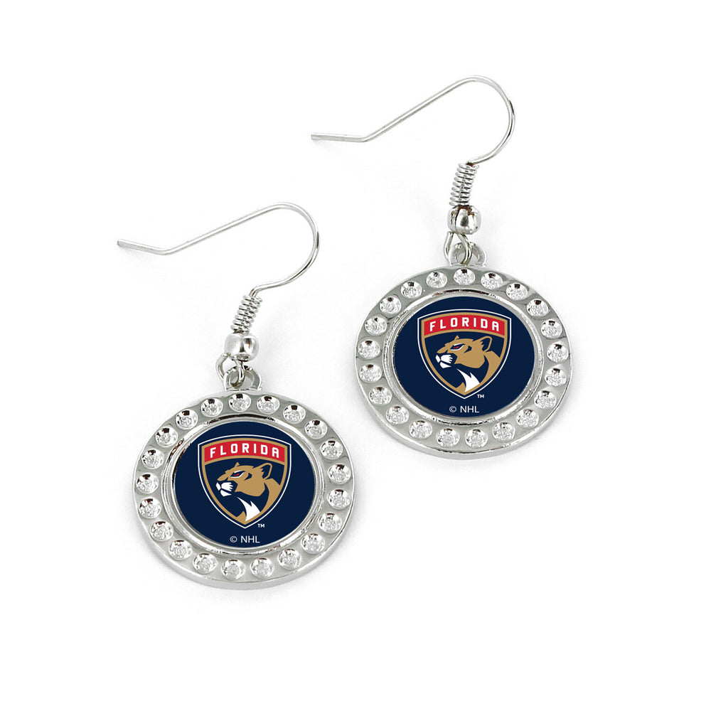 WHOLESALE FLORIDA PANTHERS DIMPLE EARRINGS (FJ-1080)