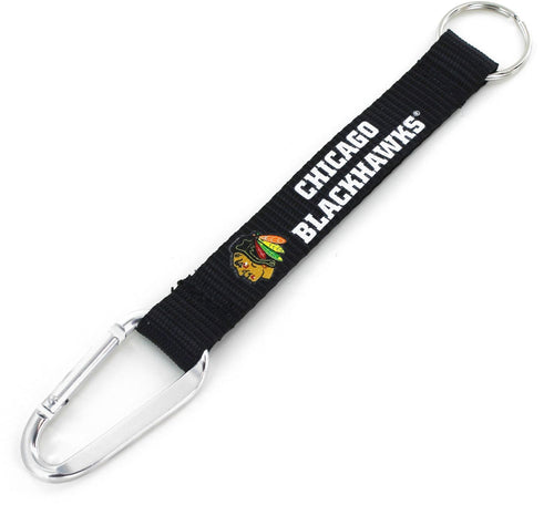WHOLESALE CHICAGO BLACKHAWKS (BLACK) CARABINER LANYARD KEYCHAIN