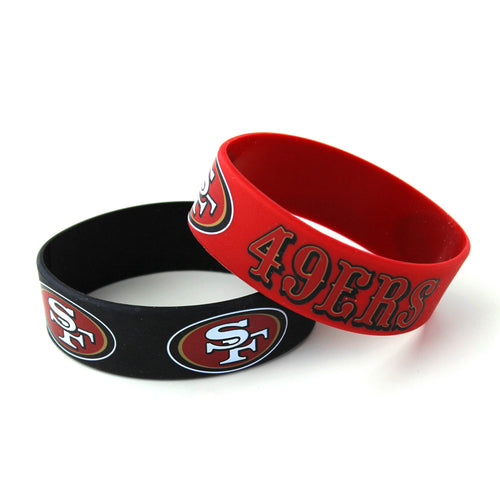 WHOLESALE SAN FRANCISCO 49ERS WIDE BRACELETS (2-PACK)
