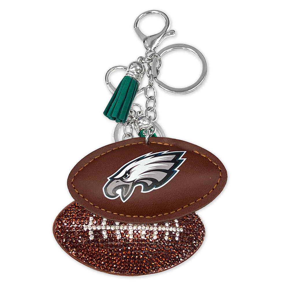PHILADELPHIA EAGLES RHINESTONE PUFF KEYCHAIN