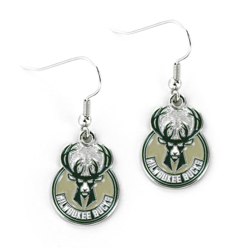 WHOLESALE MILWAUKEE BUCKS LOGO DANGLER EARRINGS
