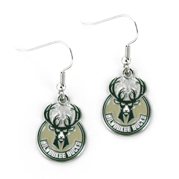 WHOLESALE MILWAUKEE BUCKS LOGO DANGLER EARRINGS