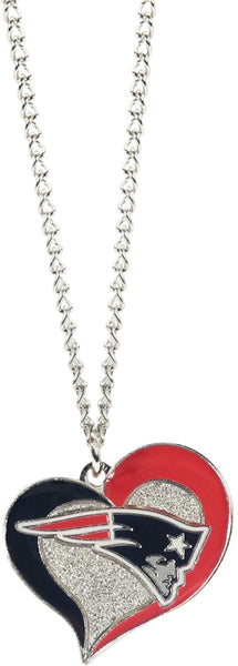WHOLESALE NEW ENGLAND PATRIOTS SWIRL HEART NECKLACE