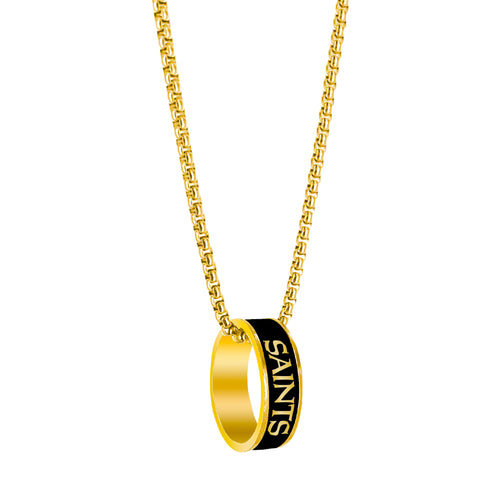 WHOLESALE NEW ORLEANS SAINTS (GOLD) FASHION RING PENDANT NECKLACE
