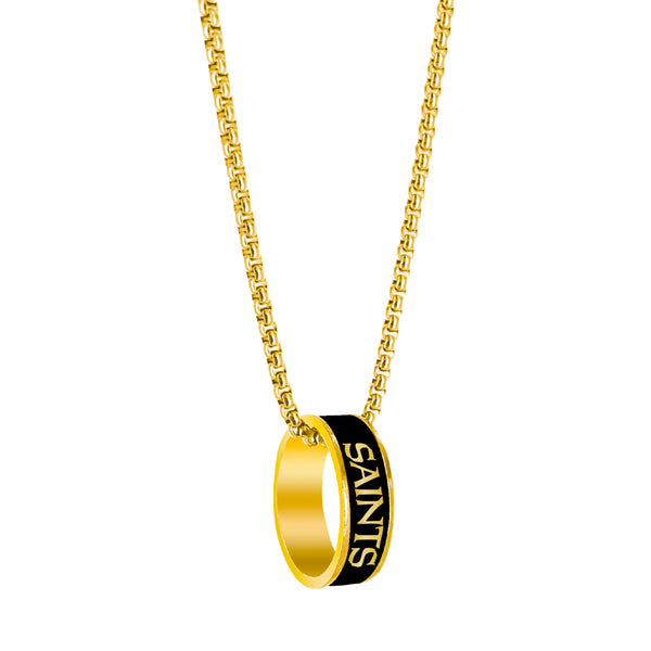 WHOLESALE NEW ORLEANS SAINTS (GOLD) FASHION RING PENDANT NECKLACE