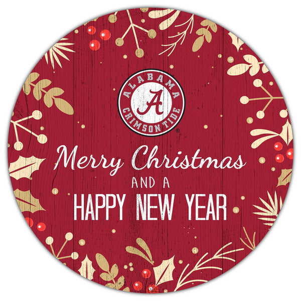 Alabama Crimson Tide 1049-Merry Christmas & New Year 12in Circle