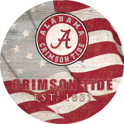 Alabama Crimson Tide 1058-Team Color Flag Circle - 12"