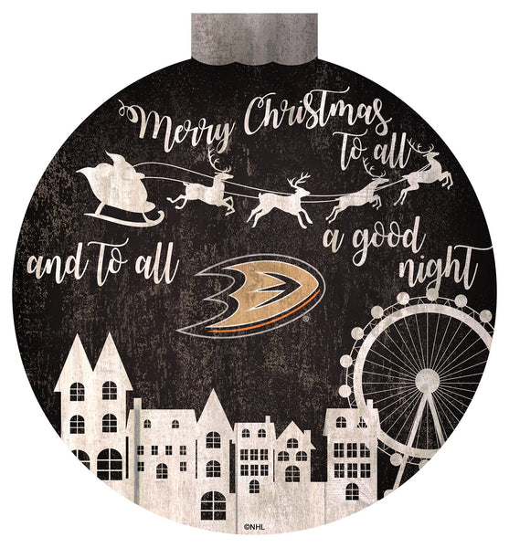 Anaheim Ducks 1033-Christmas Village 12in Wall Art