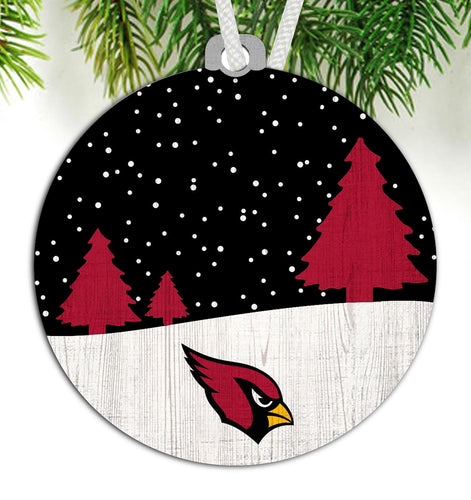Arizona Cardinals 0978-Ornament Snow Scene Round 3.5in