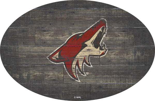 Arizona Coyotes 0773-46in Distressed Wood Oval