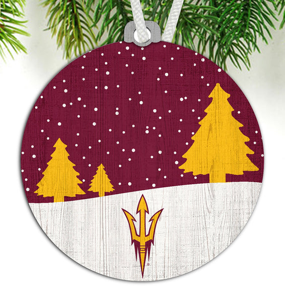 Arizona State Sun Devils 0978-Ornament Snow Scene Round 3.5in