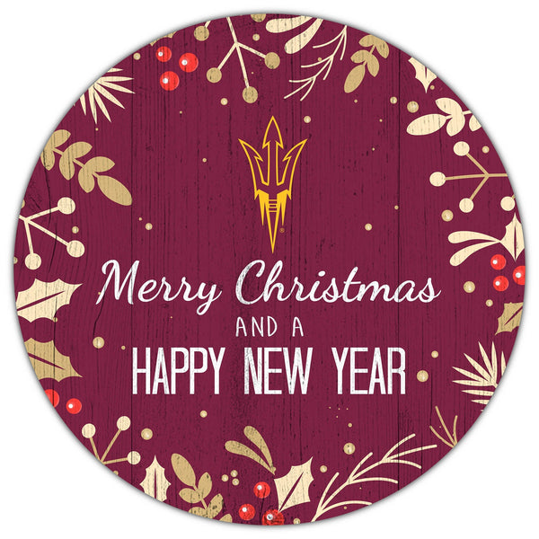 Arizona State Sun Devils 1049-Merry Christmas & New Year 12in Circle