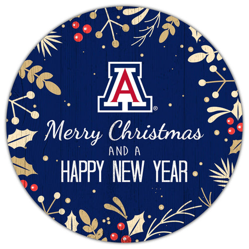 Arizona Wildcats 1049-Merry Christmas & New Year 12in Circle