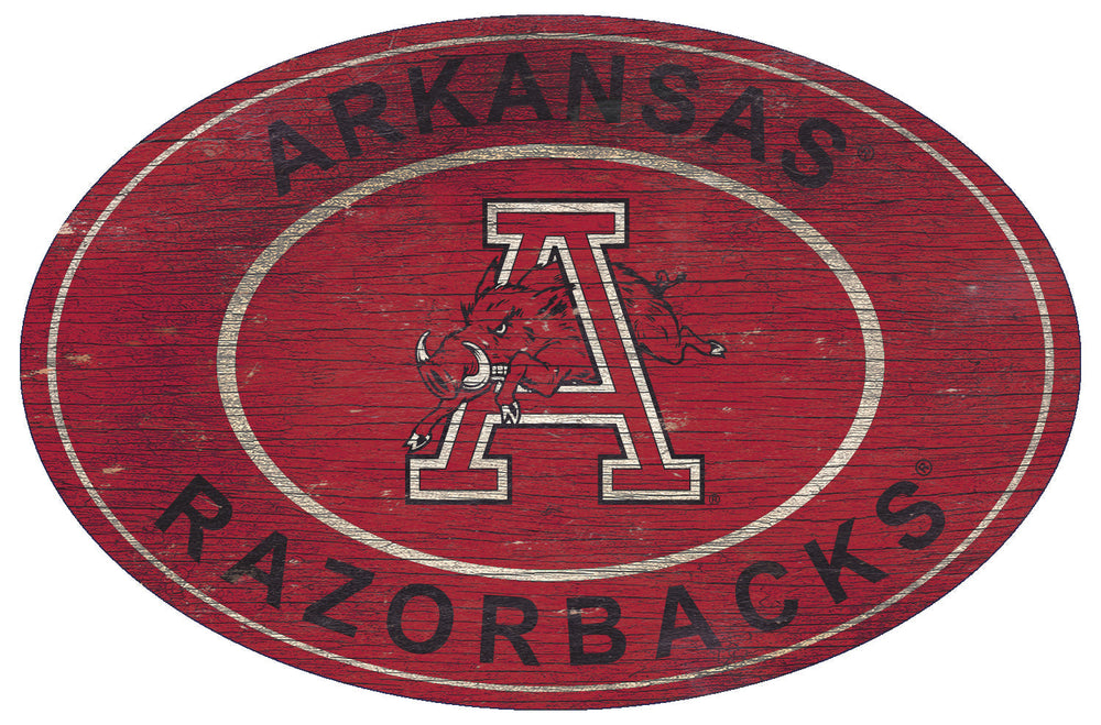 Arkansas Razorbacks 0801-46in Heritage Logo Oval