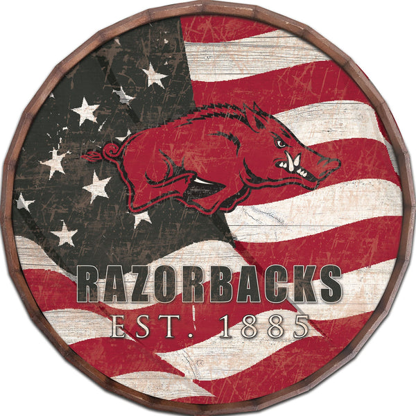 Arkansas Razorbacks 1002-Flag Barrel Top 16"