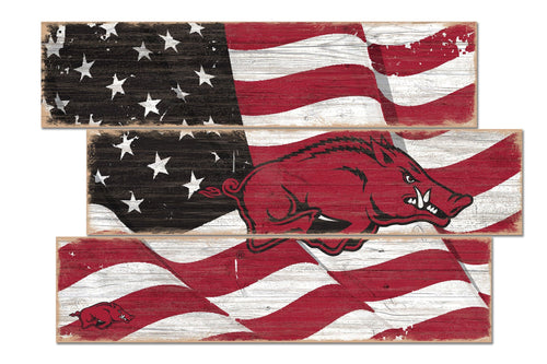 Arkansas Razorbacks 1028-Flag 3 Plank