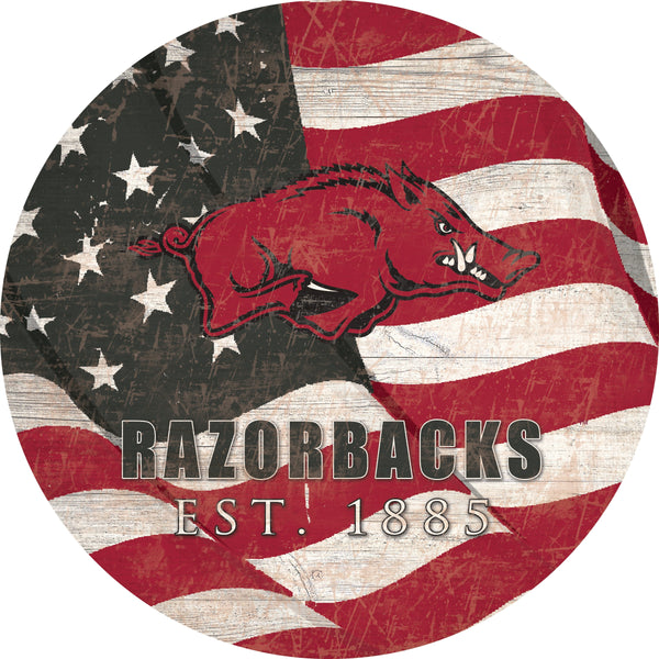 Arkansas Razorbacks 1058-Team Color Flag Circle - 12"