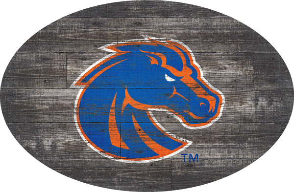 Boise State Broncos 0773-46in Distressed Wood Oval