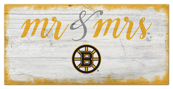 Boston Bruins 1074-Script Mr & Mrs 6x12