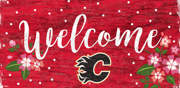 Calgary Flames 0964-Welcome Floral 6x12